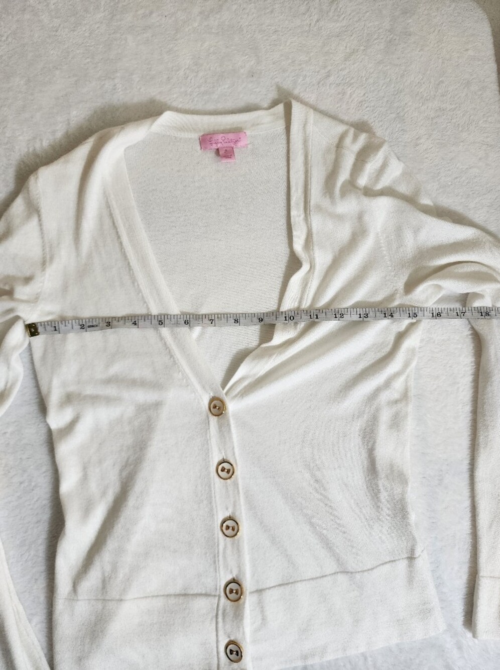 Lilly Pulitzer White Button Front V-Neck Cardigan Sweater Size Small - Picture 3 of 9